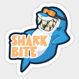 Blue shark with orange glasses character Sticker